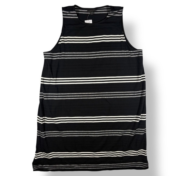 J. JILL Black White Striped Oversized Pullover Tank Shift Dress XL Petite - Picture 2 of 7